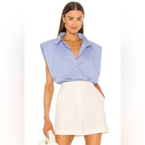 Stripe‎ Shoulder Pad Shirt in Blue Stripe
Bardot Revolve Puff Sleeve Top